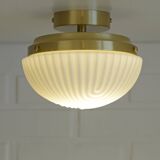 Plafonnier semi-encastré vintage en verre blanc