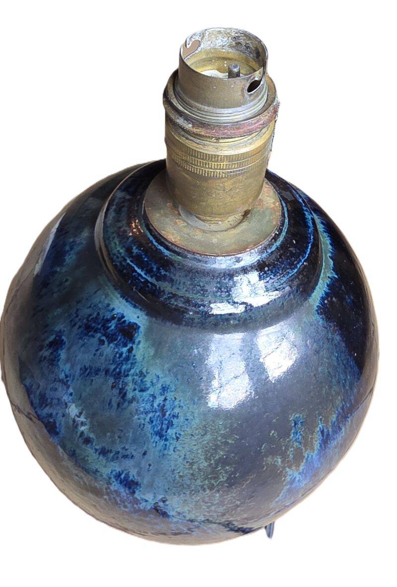 Large Vintage Lamp Base in Glazed Terracotta