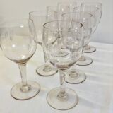 Set of 6 old glass carved Crystal