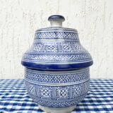 Antique covered butter pot "jobbana" from Morocco, Fes, signed Serghini.