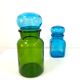 Bocal vase vintage en verre vert et bleu
