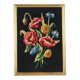 canvas bouquet of flowers in cross stitch, wall painting, vintage