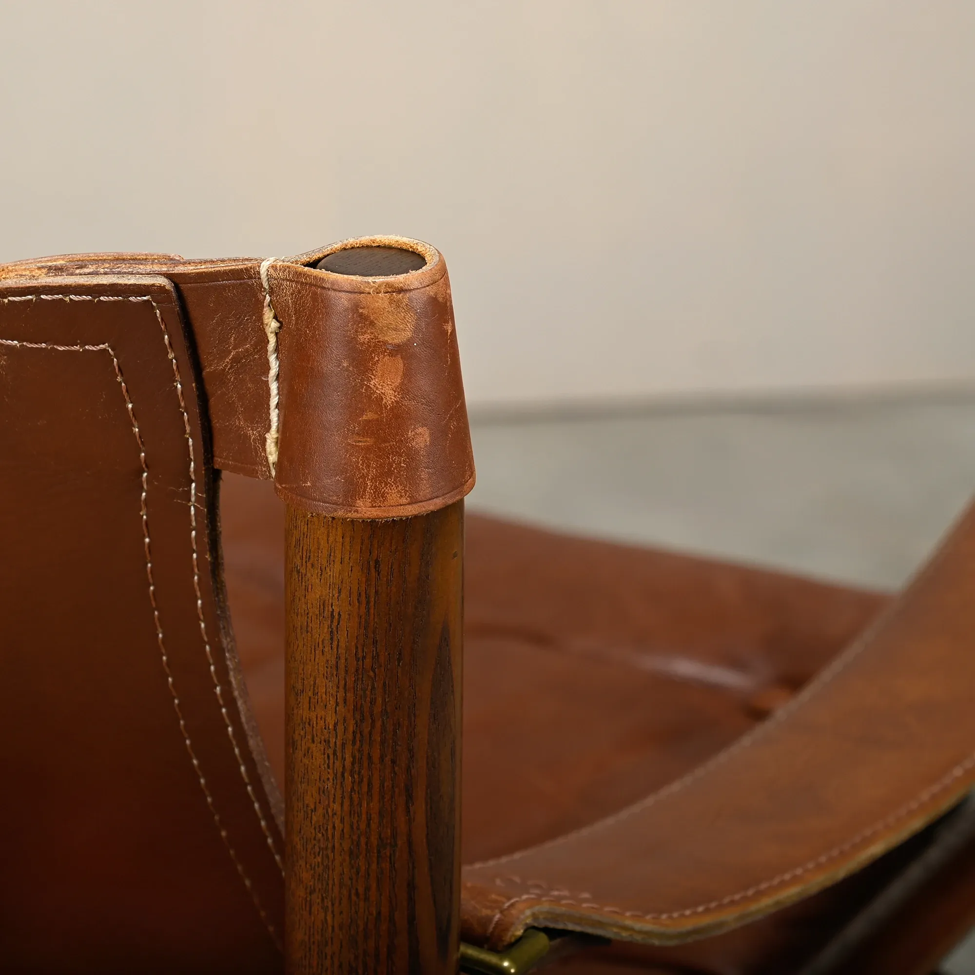 Arne Norell Sirocco Safari Lounge Chair in stained Ash and Brown Leather