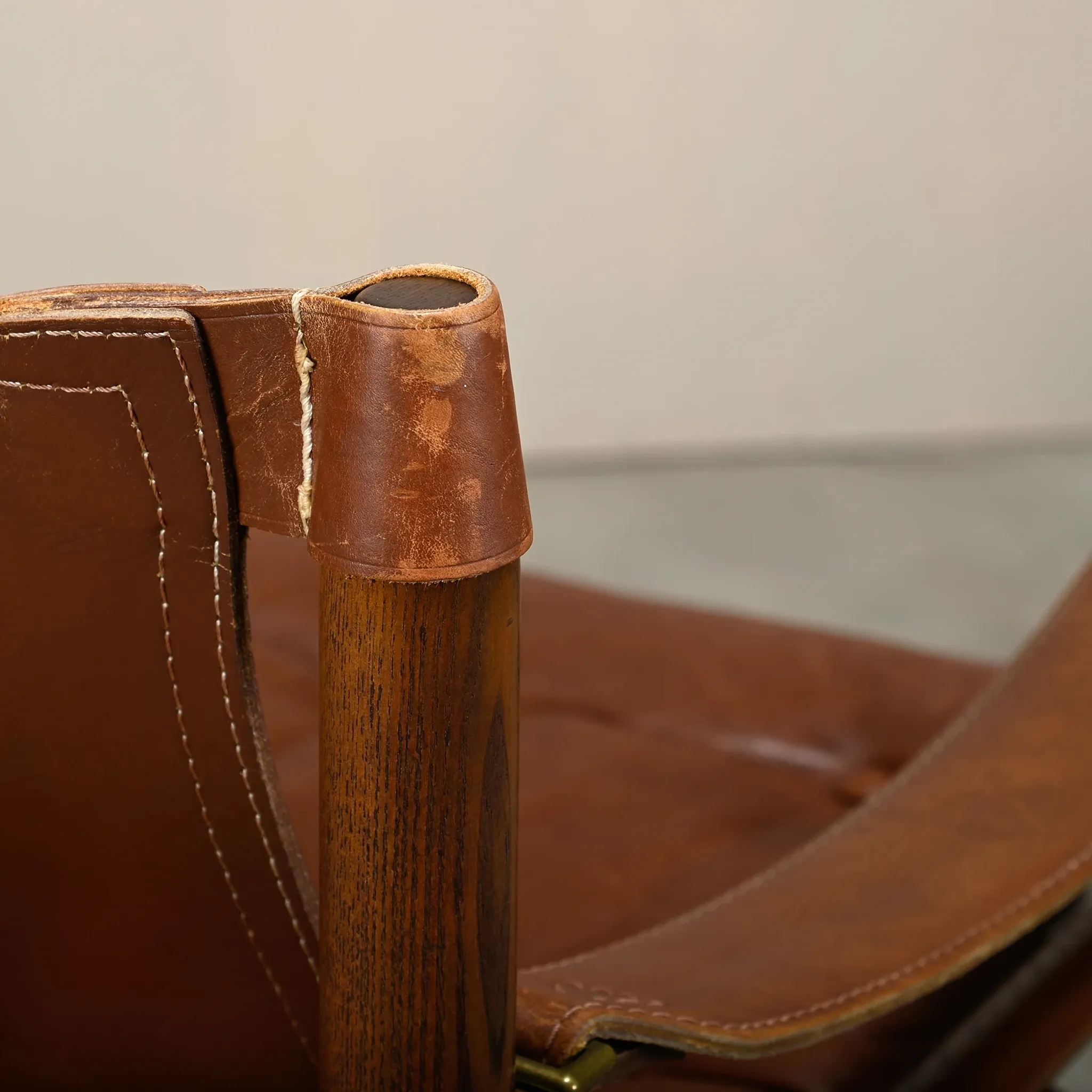 Arne Norell Sirocco Safari Lounge Chair in stained Ash and Brown Leather