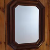 Large beveled mirror in cherry wood frame