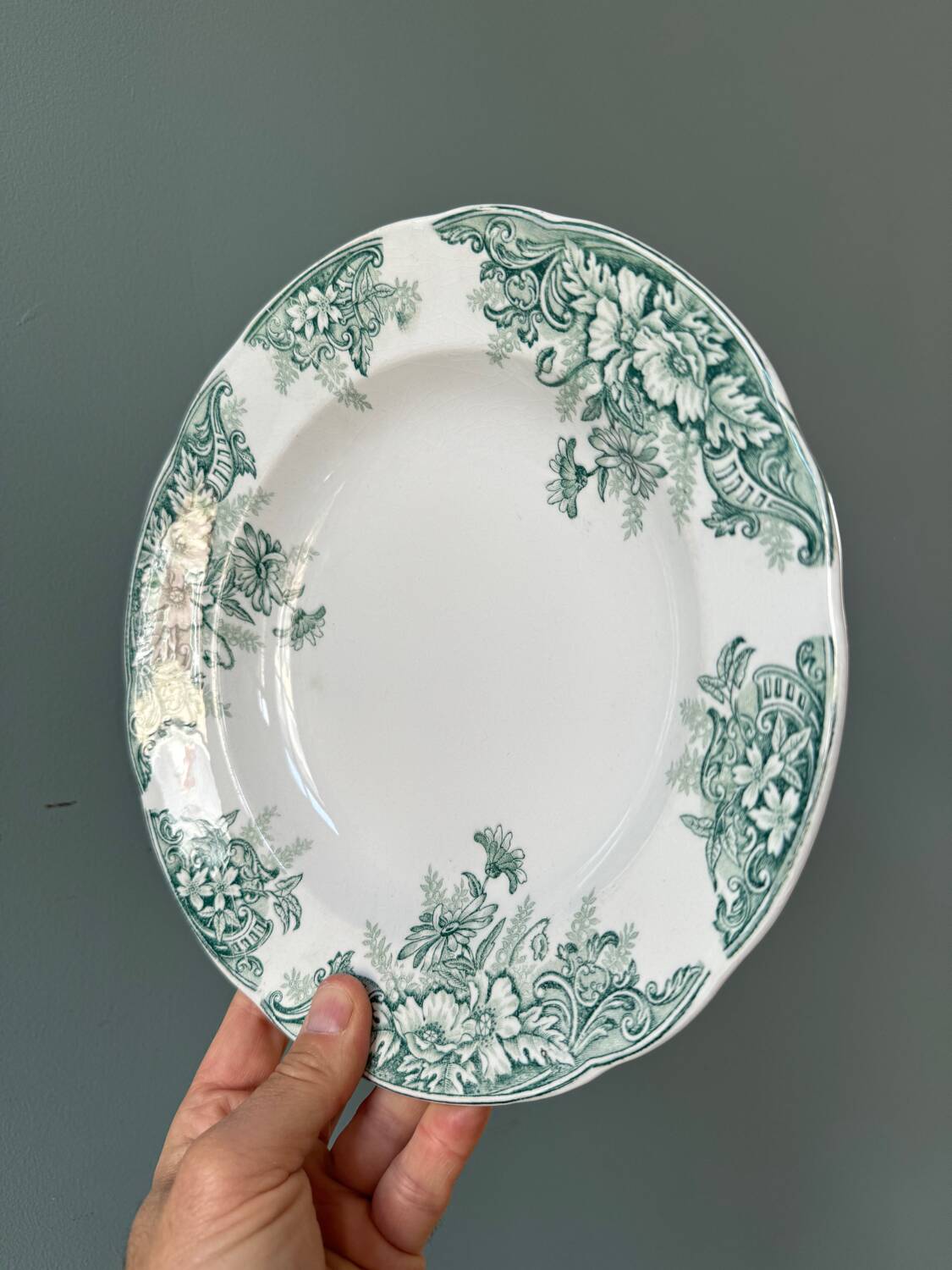 Series of 8 Terre de Fer 1900 soup plates in Onnaing earthenware
