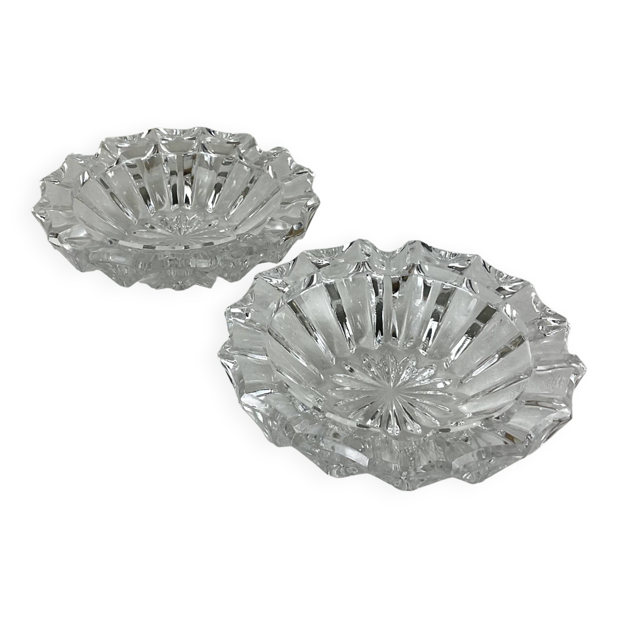 Pair of crystal ashtrays