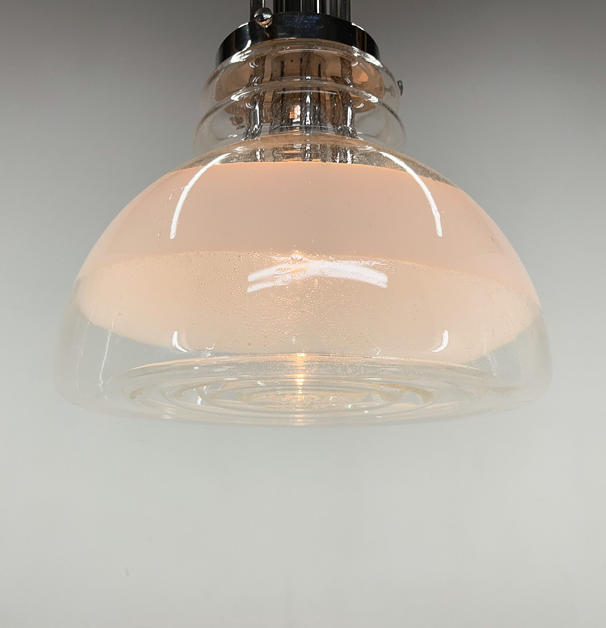 1960's Murano glass & chrome pendantby Mazzega, Italy