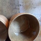 Three XXeme jam jars in glazed earth