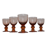 5 verres anciens à pied rose vintage
