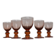 5 vintage pink stemmed antique glasses