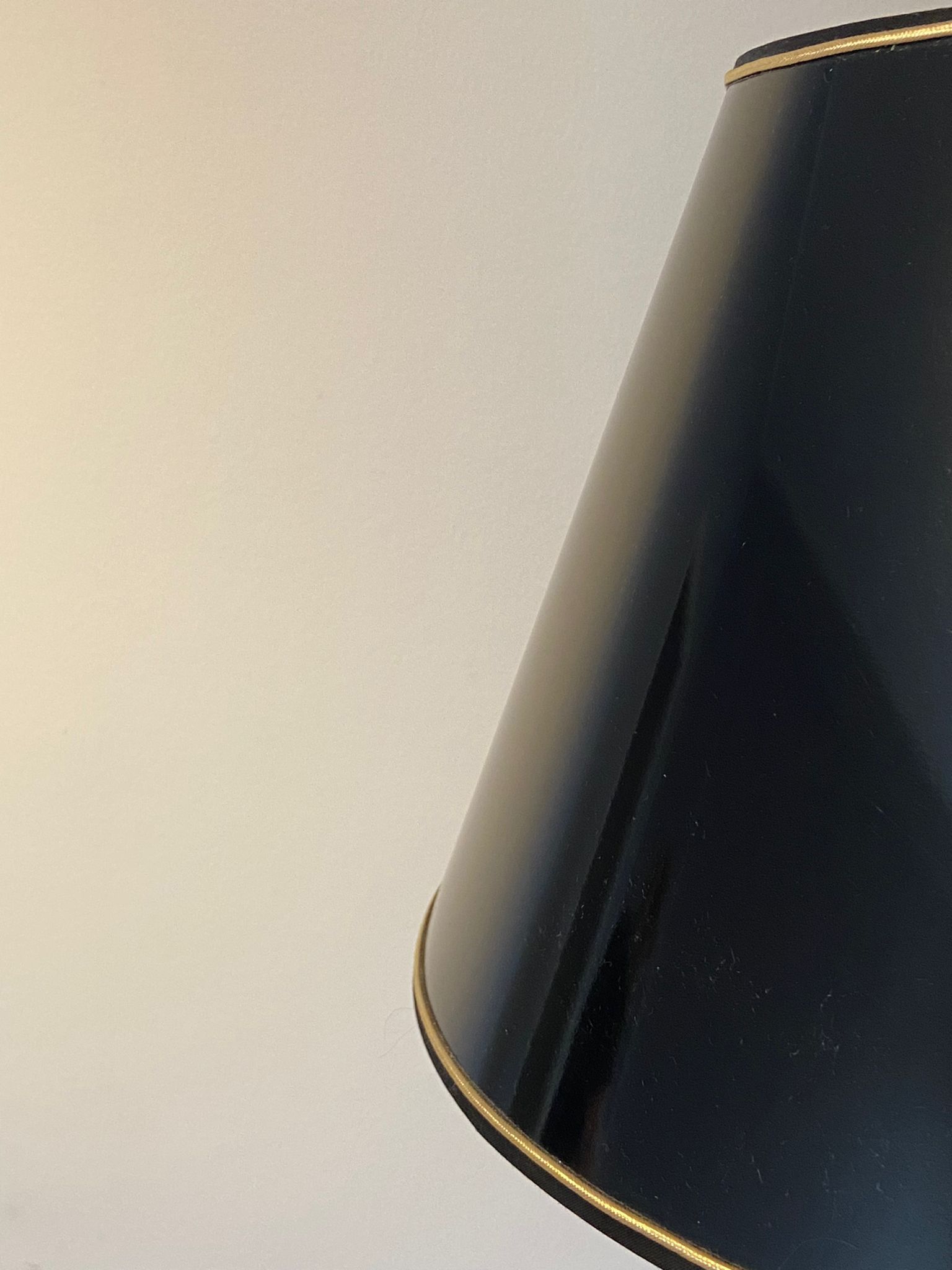 Green lacquered porcelain table lamp, Italy 70s