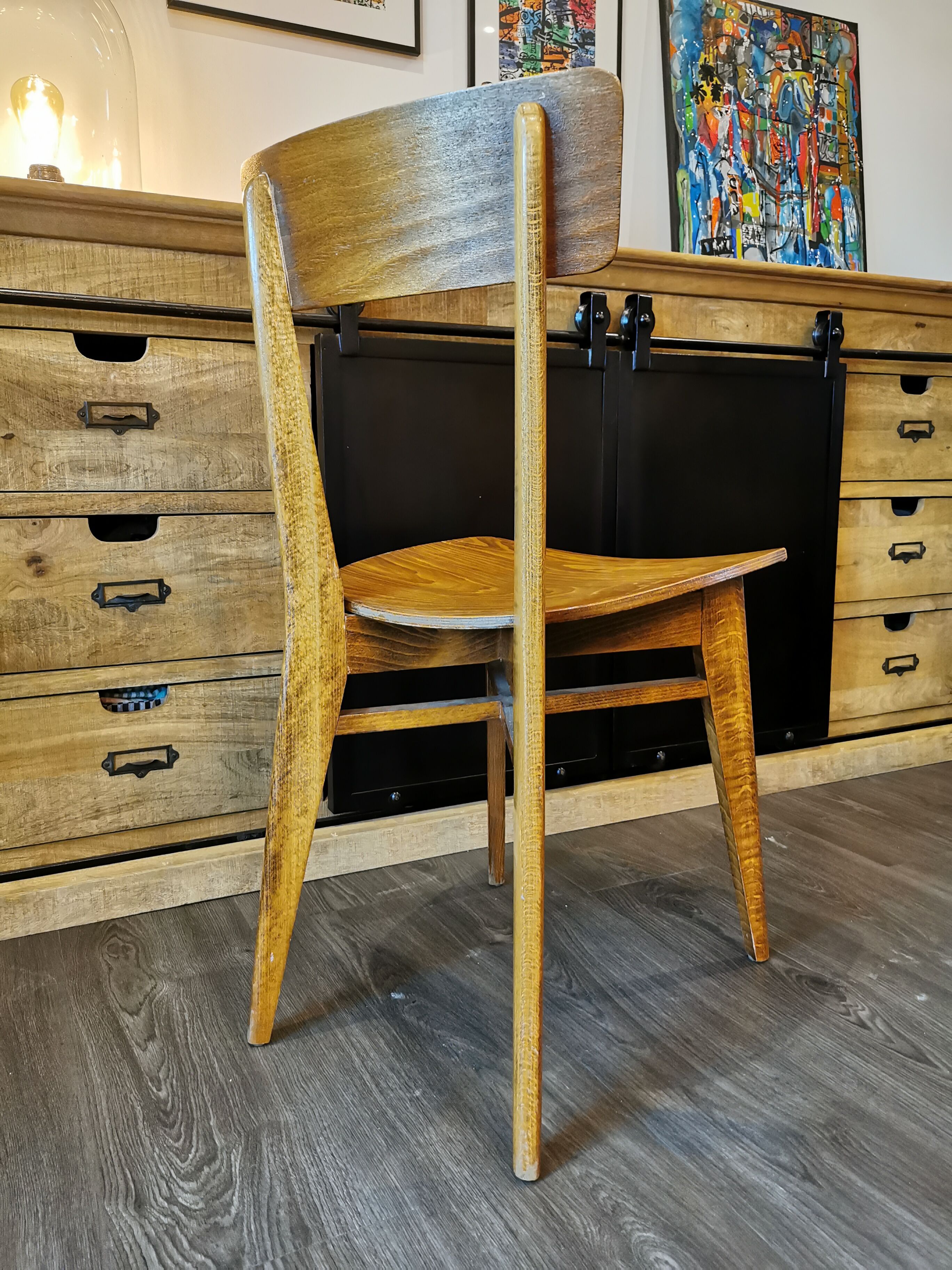 Series of 10 mismatched bistro chairs