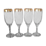 Set of 4 champagne flutes gold border