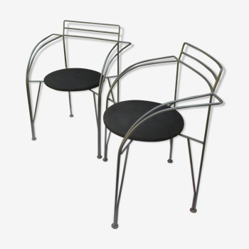 Paire de fauteuils Fermob en métal gris clair de Pascal Mourgue