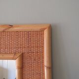 Italian wall mirror vintage vera dal in bamboo and cane