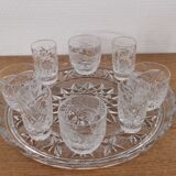 Presentation service 8 glasses and its Bohemian Crystal style dish