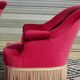 2 antique toad armchairs in red velvet