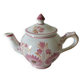 Henriot Quimper teapot, pink cameo collection