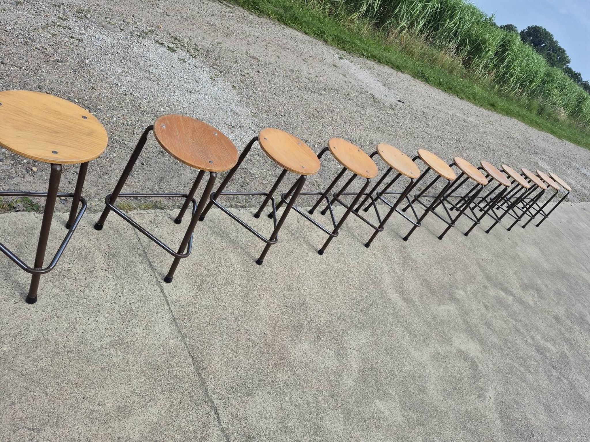 Vintage 56 cm tripod school stool 1970s 1980s (more on stock)
