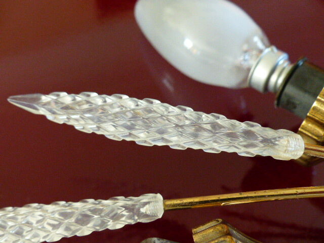 Large vintage brass and glass wall light 1950