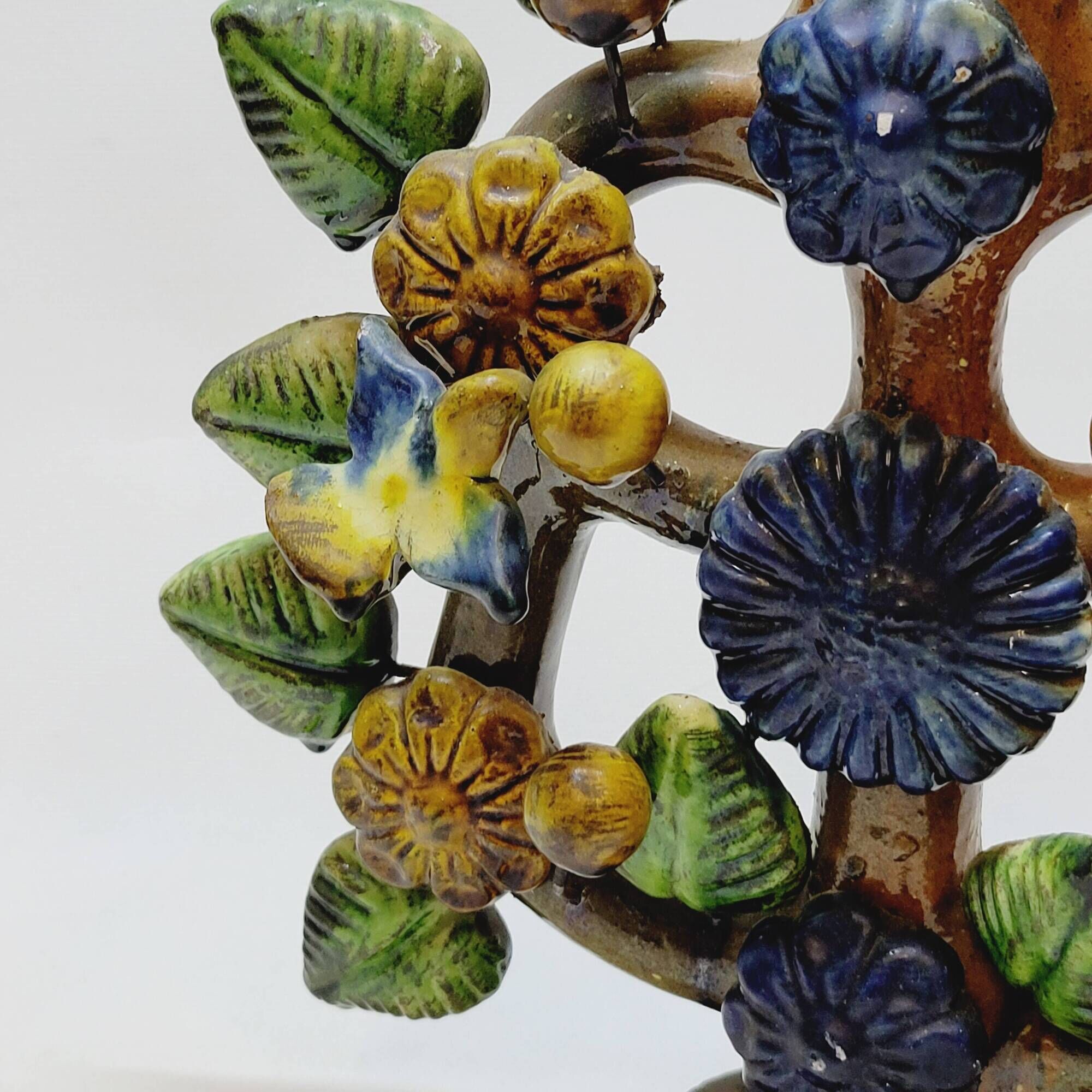 Chandelier Vintage Arbre De Vie Mexique Mexicain En Terre Cuite Émaillée