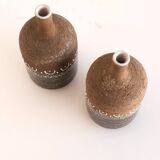 Scandinavian mid-century modern brutalist pottery vases by Hellström for Nittsjö, Sweden, set of 2