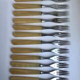 Set of 8 forks with horn dessert 60s