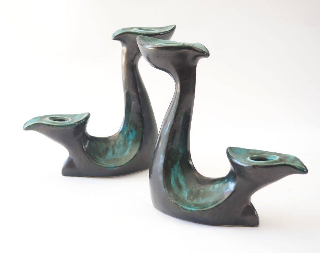 Pair of ceramic candlesticks 1950