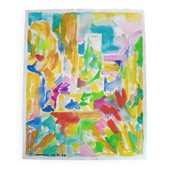 Pierre Lacroux (1909-1993) Gouache on paper 24 x 32 cm - from 1989 - (287)