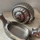 Duo vintage snail jewelry boxes in silver metal