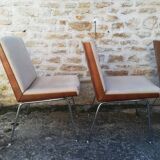 Wooden and fabric shell chairs