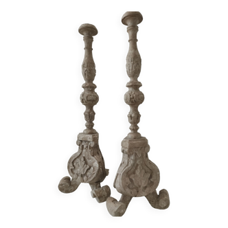 Set of 2 wooden candlesticks