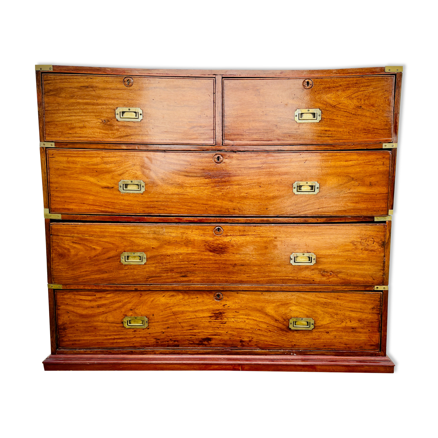 Nineteenth century teak boat chest of drawers in two parts