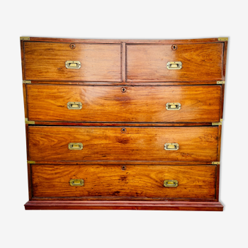 Nineteenth century teak boat chest of drawers in two parts