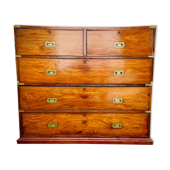 Nineteenth century teak boat chest of drawers in two parts