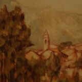 Italian signed painting country view dated 1977
