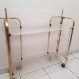 Gold-plated aluminum and structured lucite serving trolley circa 1970