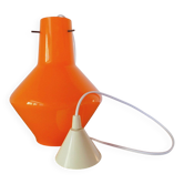 Vintage opaline orange suspension light from the space age, 1960s-1970s.