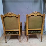 Pair of armchairs in gilded wood Louis XVI style