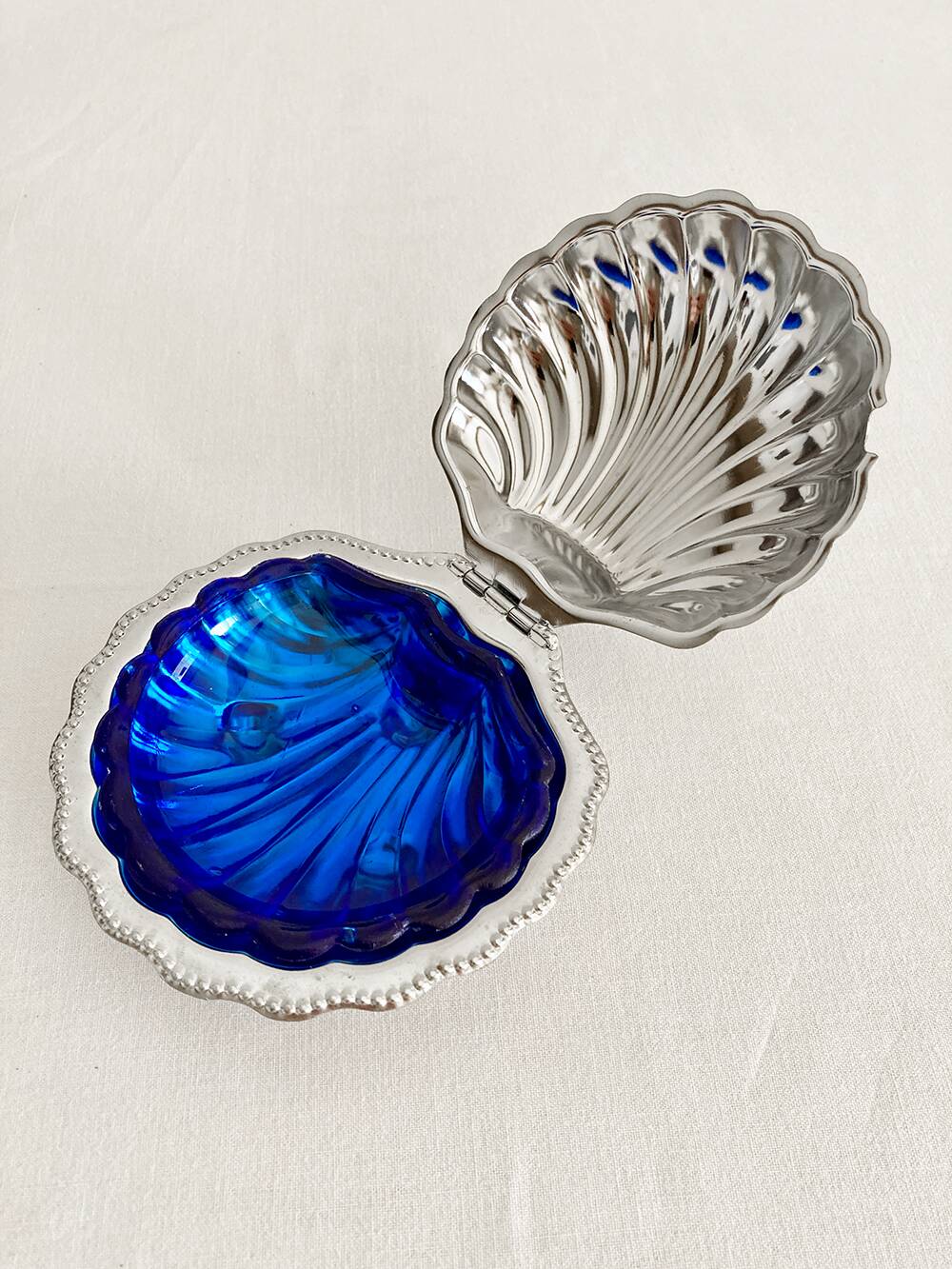 Silver-plated shell butter dish, 1950s