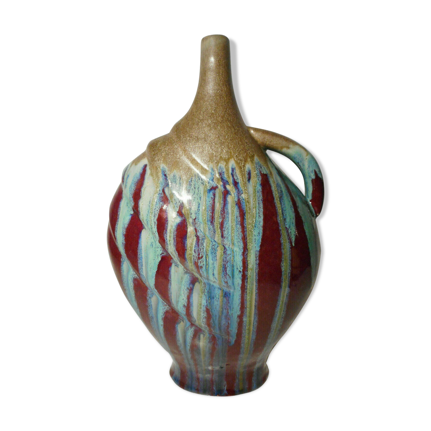 Vase soliflore in glazed ceramic earthenware vintage contemporary art 20th century