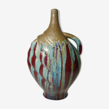 Vase soliflore en faïence céramique émaillé vintage art contemporain 20e siècle