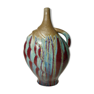 Vase soliflore en faïence céramique émaillé vintage art contemporain 20e siècle