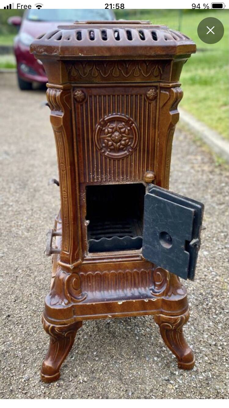 Antique enamelled cast iron pan