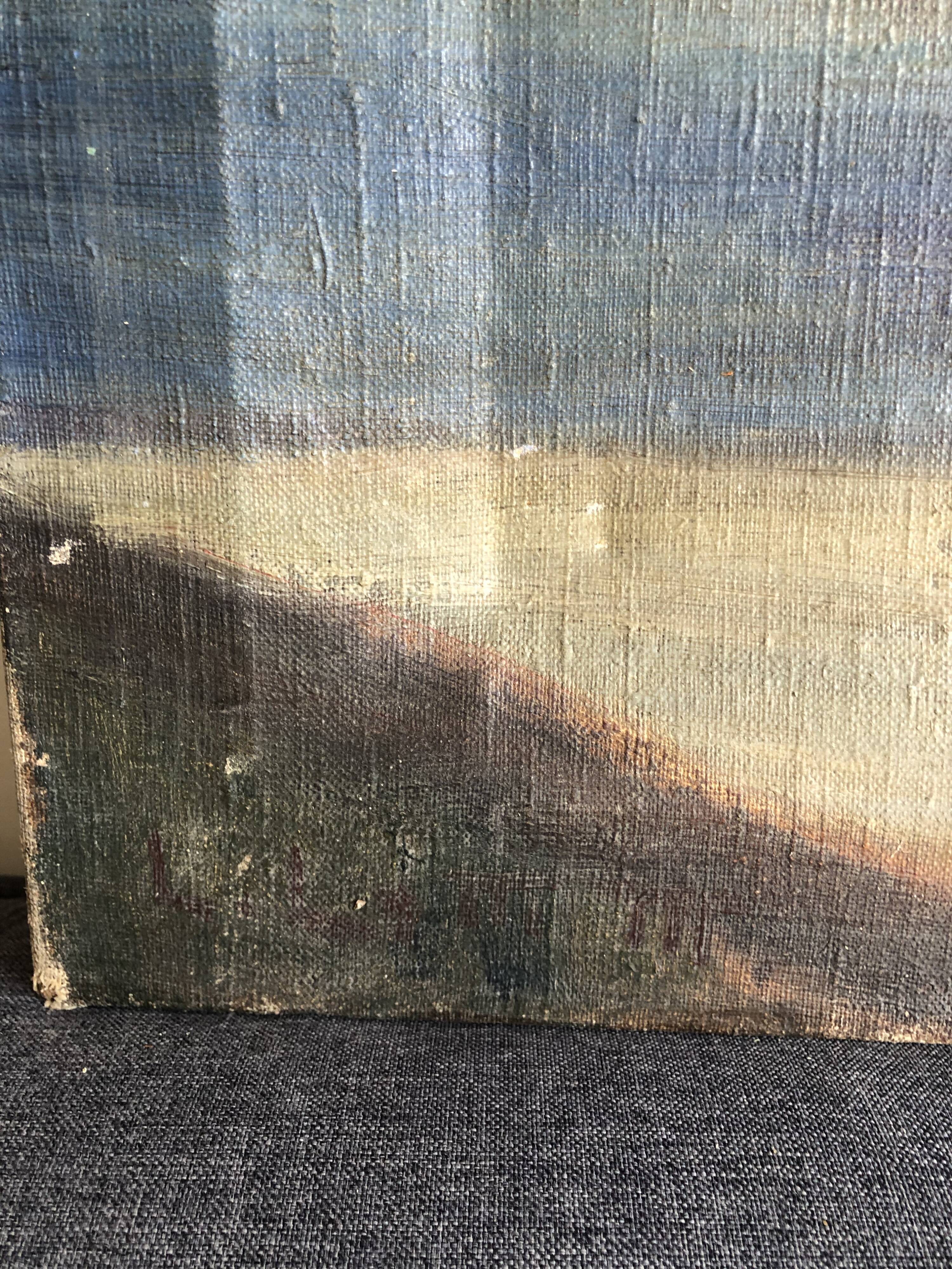 Oil on canvas ancient Bouquet of flowers