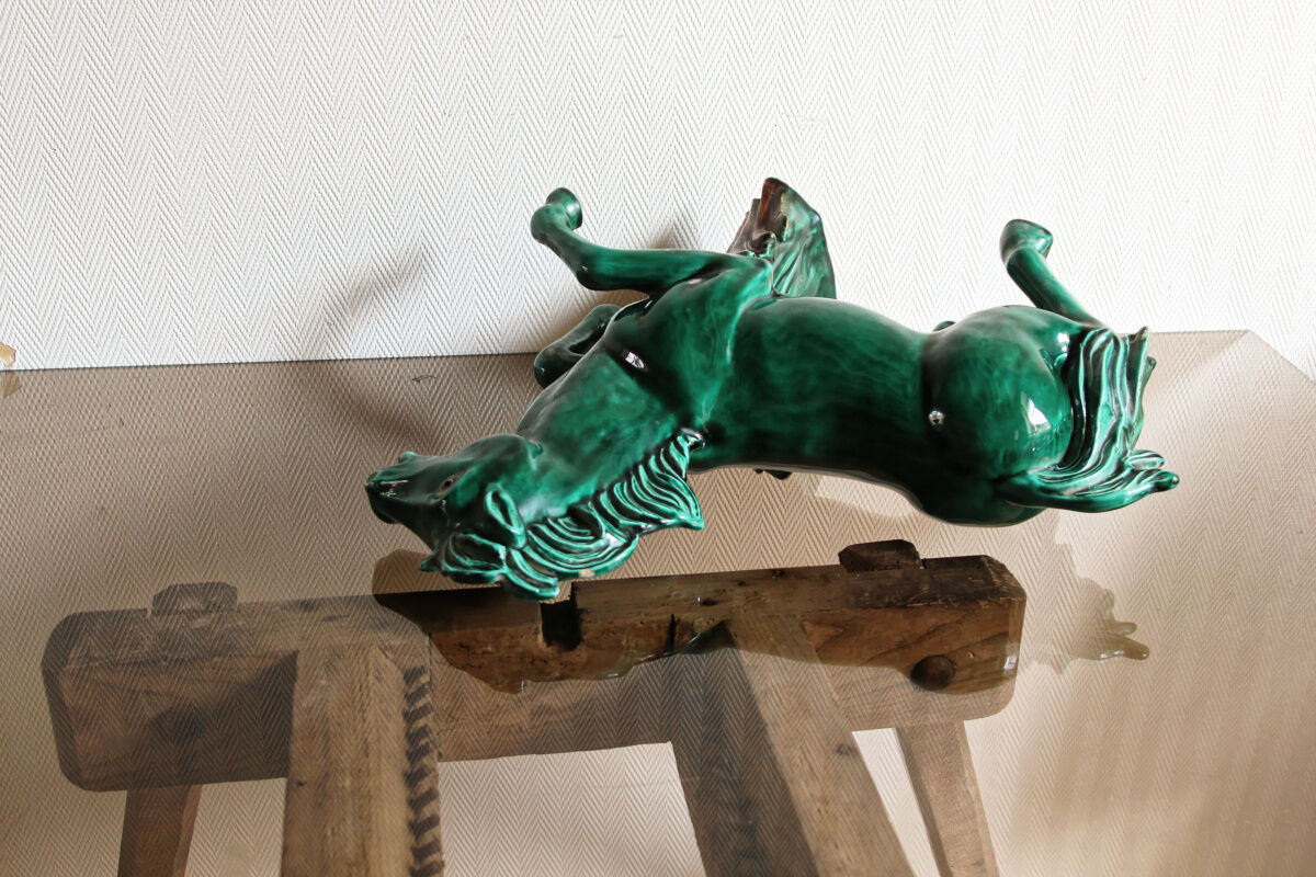 Green earthenware horse