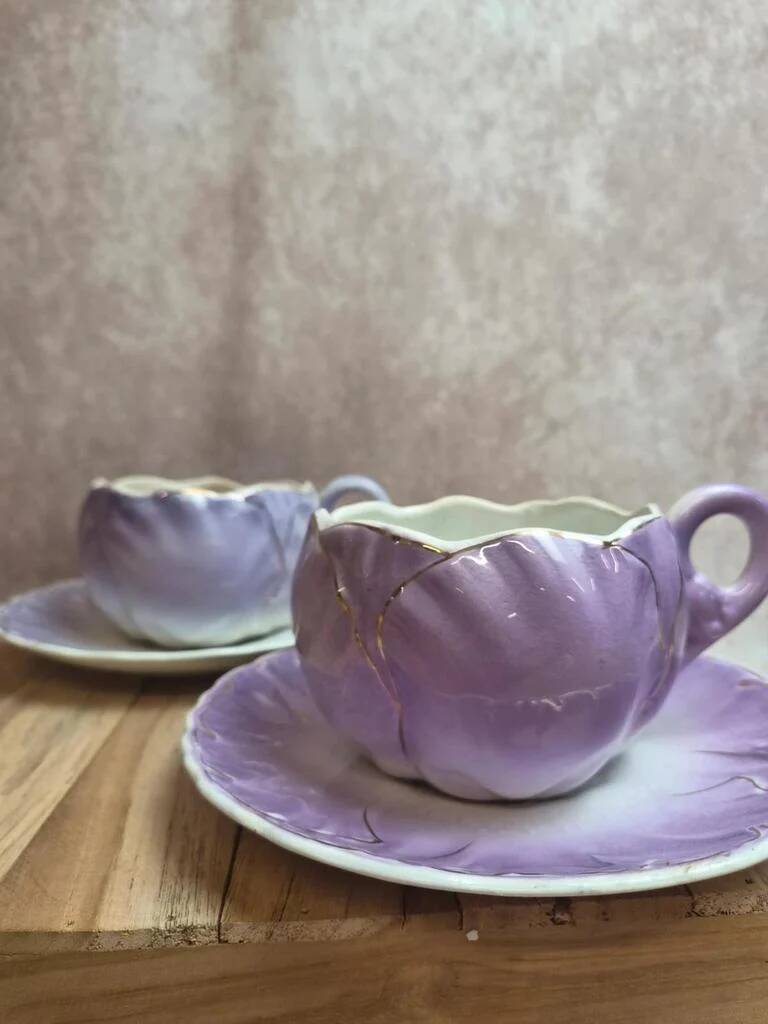 2 large breakfast/chocolate cups K&G Lunéville with saucers