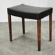 1960s Danish Modern Wood and Black Leather Stool