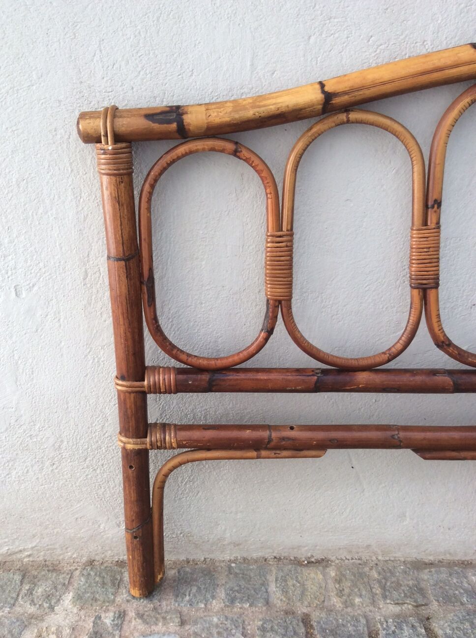 Vintage rattan bamboo headboard